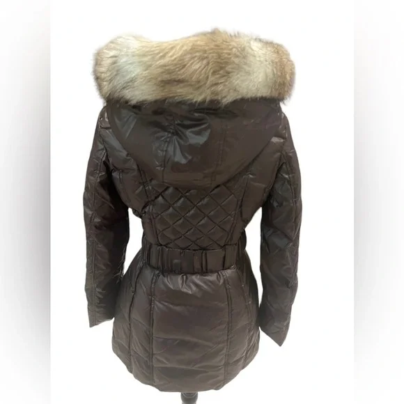 Laundry Puffer Hooded Jacket with Belt Bronze Extra Small